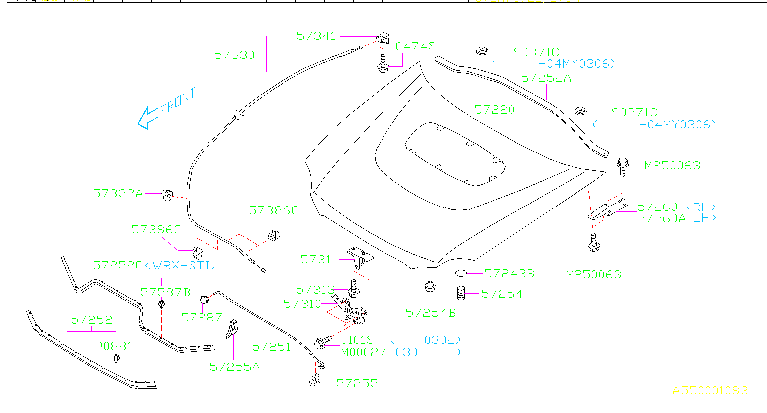 Subaru Impreza Hood Latch (Front) - 57310FE030 | Ciocca Subaru