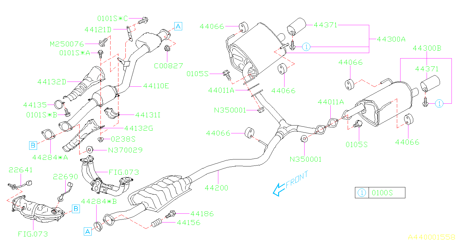 Subaru Forester Oxygen Sensor. Sensor Air/Fuel Ratio - 22641AA670